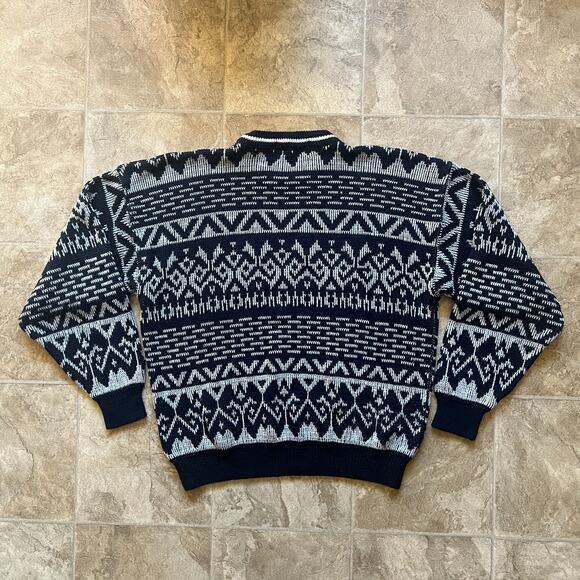 Vtg 90s Botany 500 Sweater Black Fair Isle Slouchy Grandpa Grunge Goth Classic - Picture 4 of 7